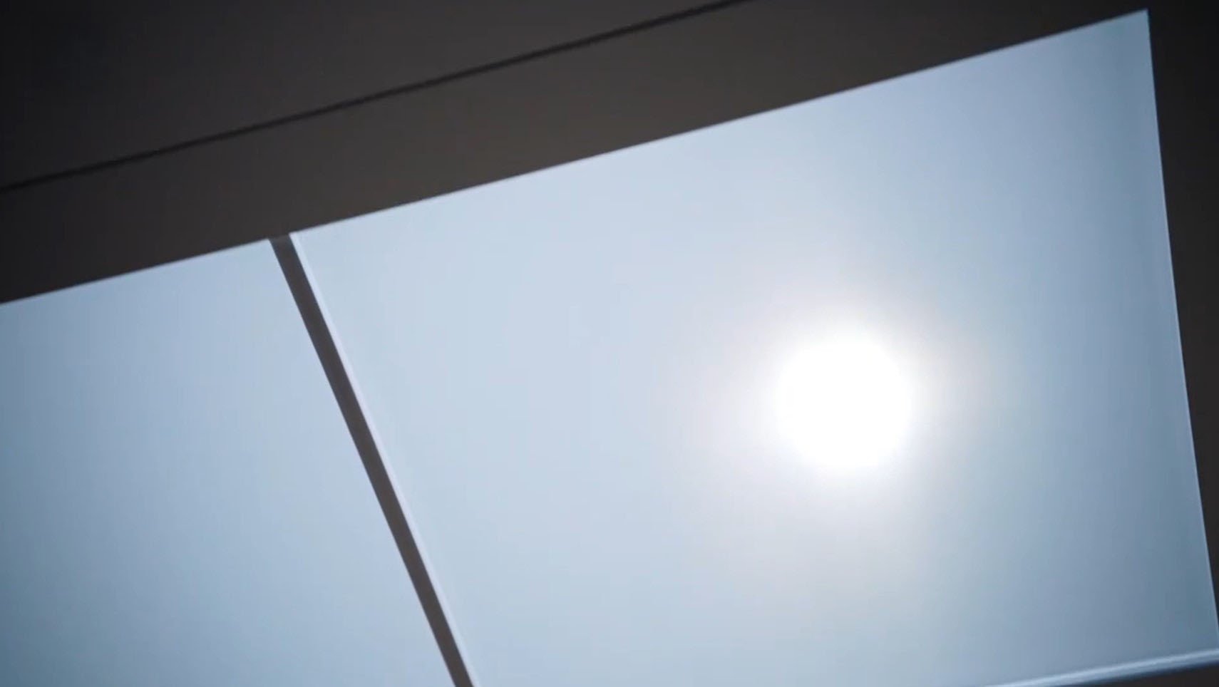 Close-up of the Innerscene Virtual Sun A7 artificial skylight installed in Tony Searby's wellness home from Grand Designs Series 25