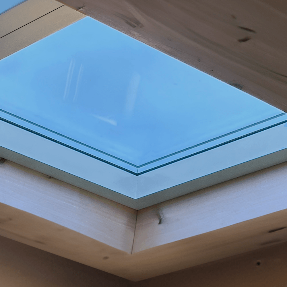 Innerscene Circadian Sky with cool blue colors installed on ceiling