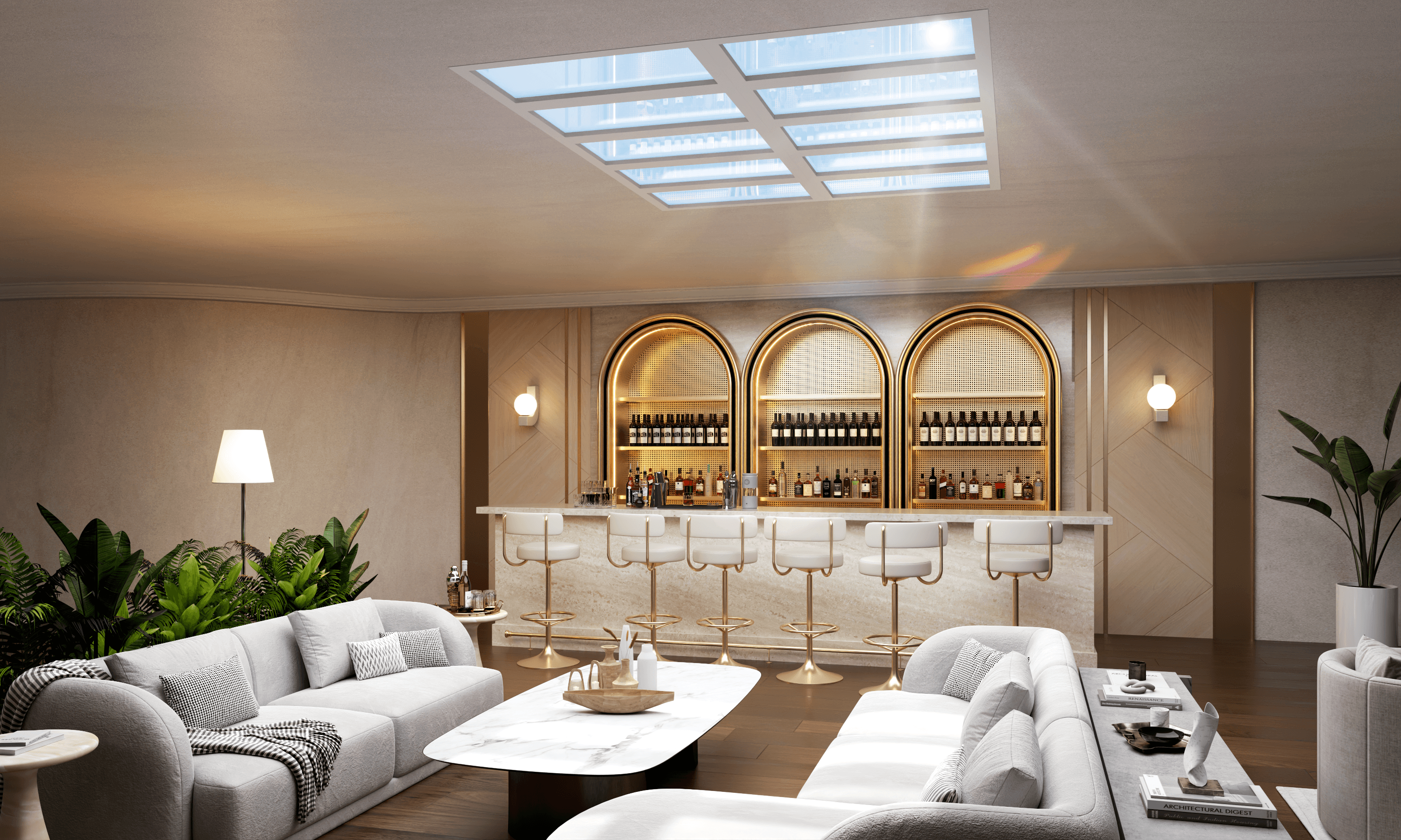 Innerscene Virtual Sun installed in a social club bar