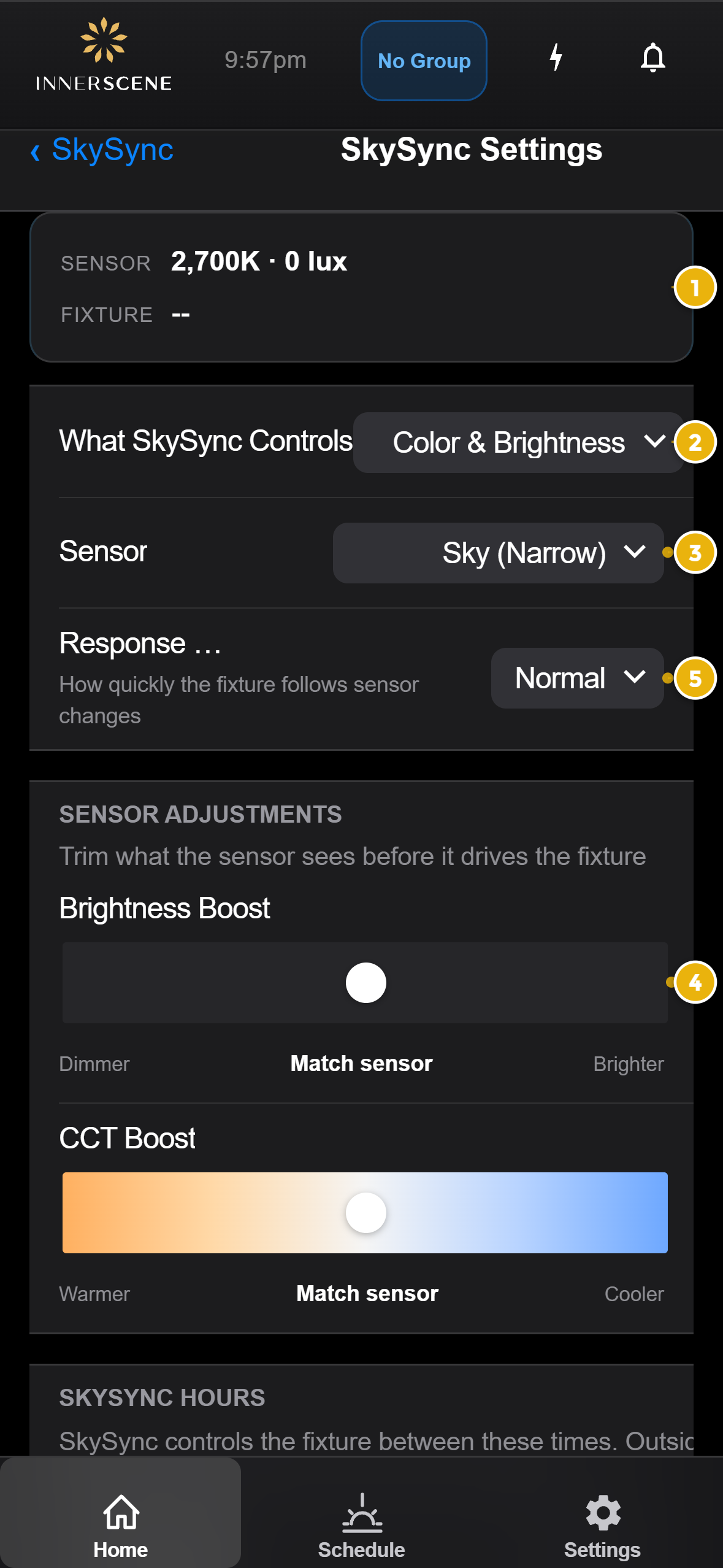SkySync settings page