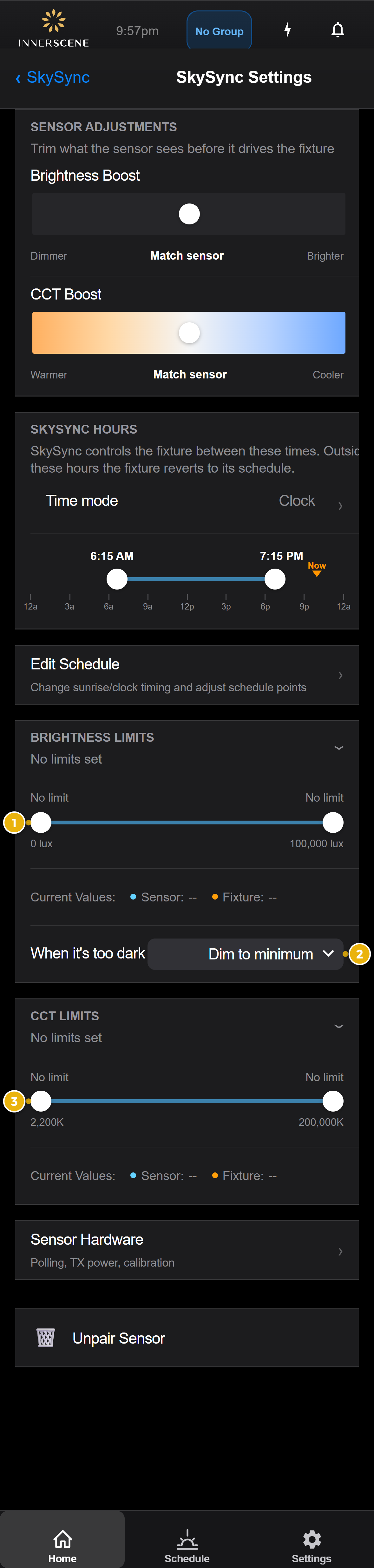 SkySync limits and tint