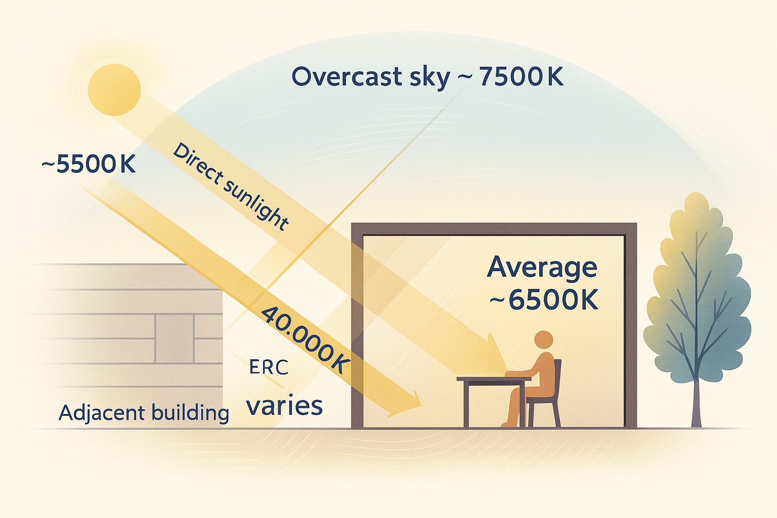 Average CCT showing mixed light sources at 6500K